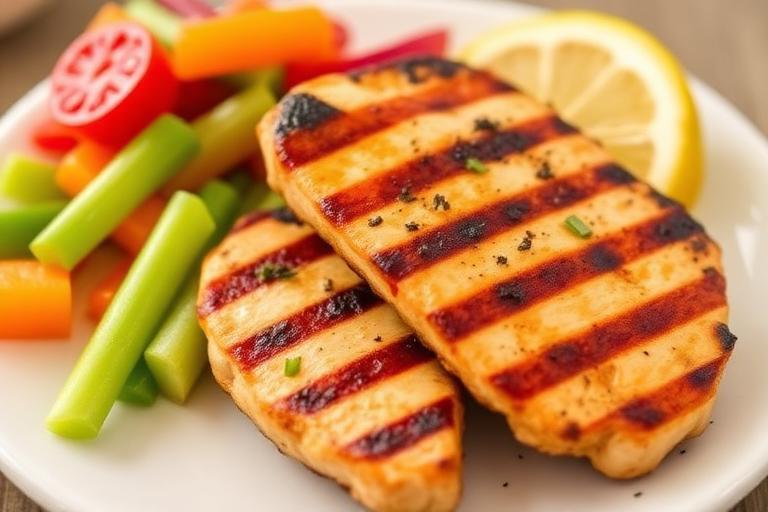 Kid-sized grilled chicken strips with a wholesome side. 600x340.