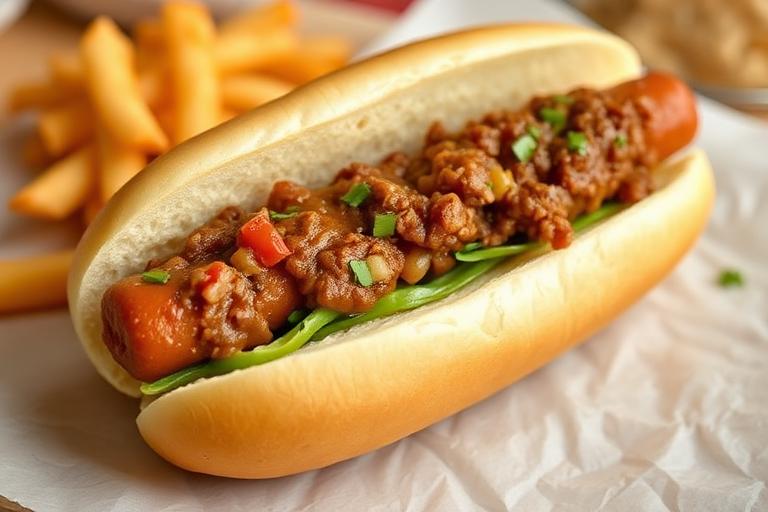 All-beef hot dog in a bun with a small kid side. 600x340.