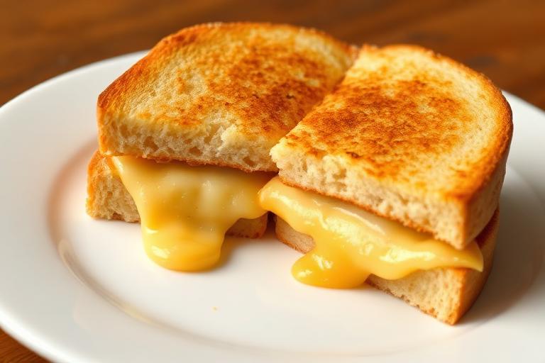 Kid grilled cheese sandwich cut in halves with a small side. 600x340.
